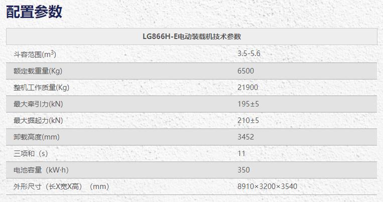 龙工LG866H-E电动装载机